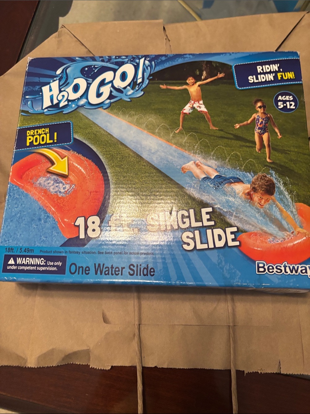 NWT H2O Go 18 ft single slide with drench pool